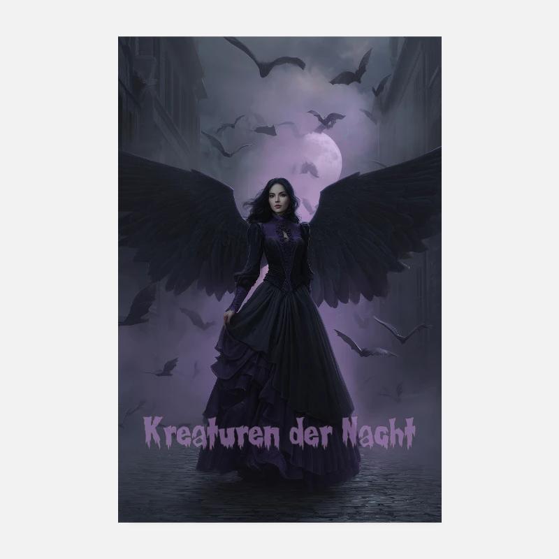 Night creature with black wings Poster 8" x 12" (20x30 cm)