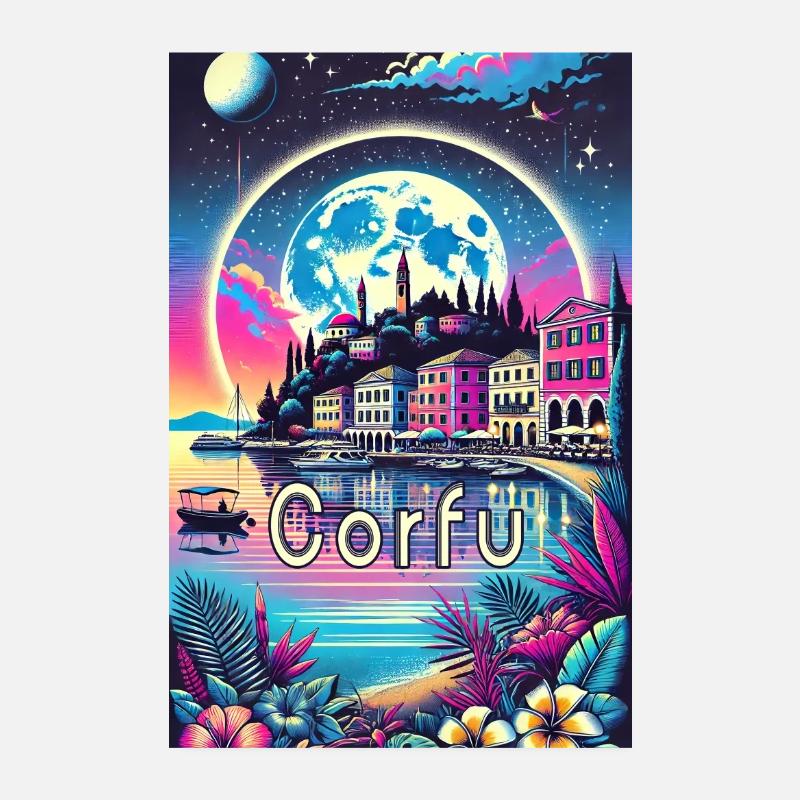 Design de vacances à Corfou en Grèce Poster 20 x 30 cm