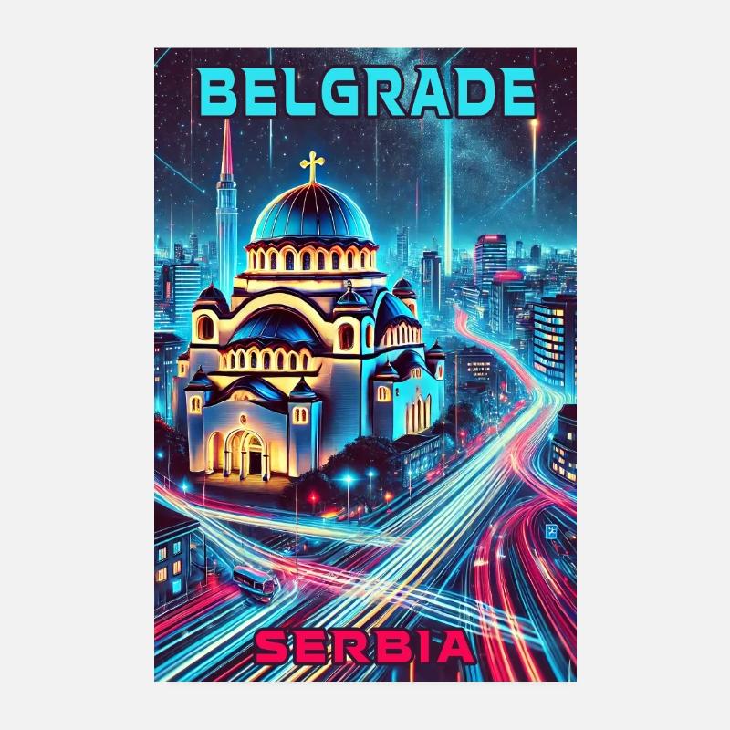 Belgrad Serbien Skyline Design Poster 20x30 cm