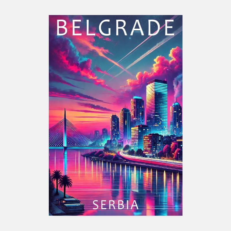 Conception de la ville de Belgrade en Serbie Poster 20 x 30 cm