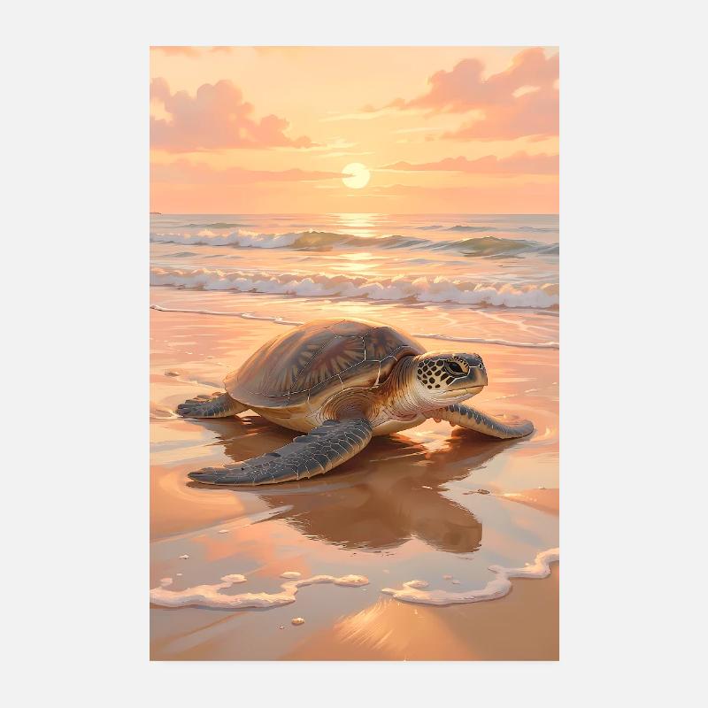 Turtle Sea Sea Turtle Beach Poster 8" x 12" (20x30 cm)