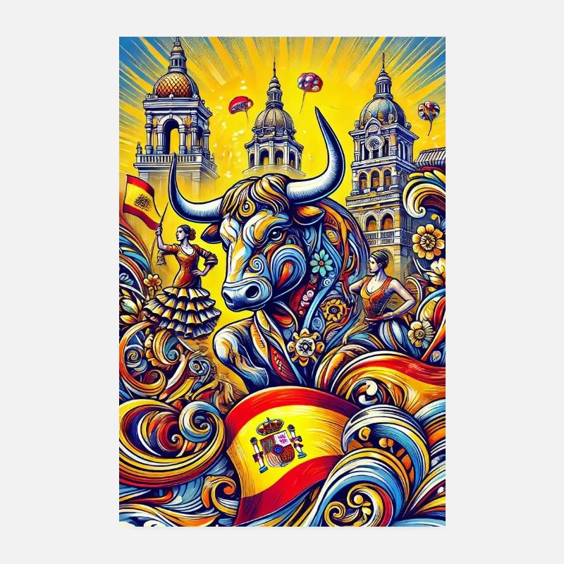 Taureau espagnol Espana design Poster 20 x 30 cm