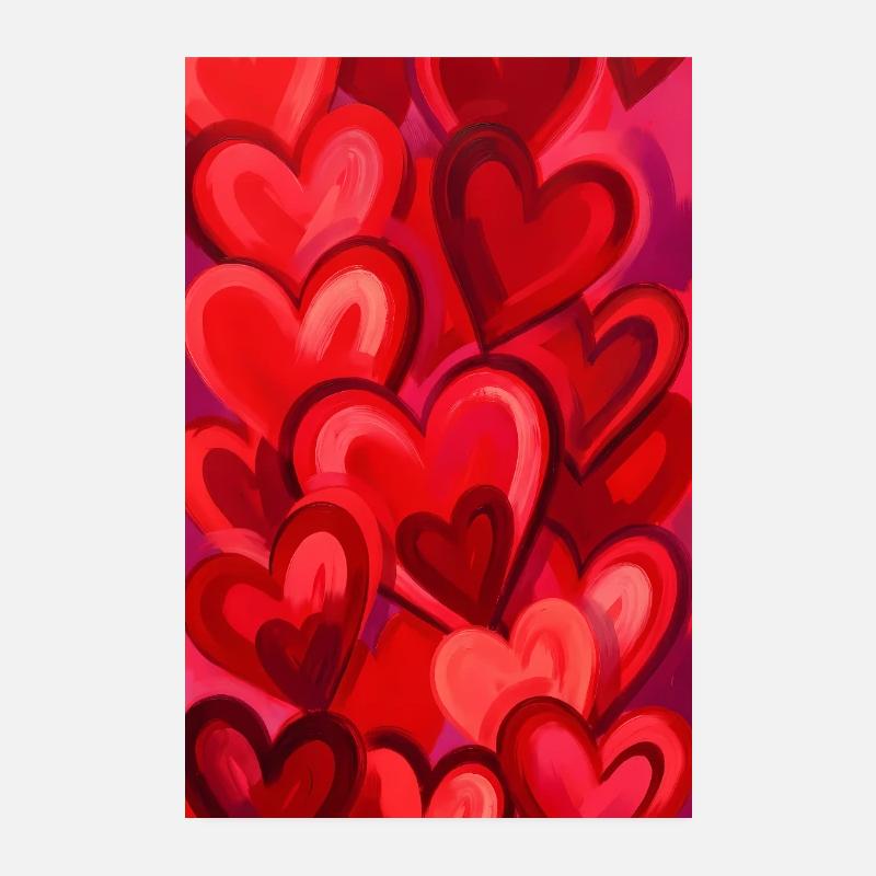 Hearts Pattern Heart Red Hearts Poster 8" x 12" (20x30 cm)