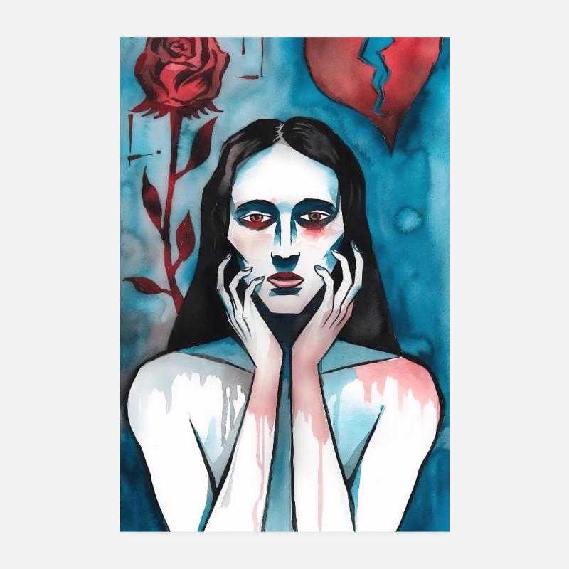 Gebrochene Liebe, trauernde dame Poster 20x30 cm