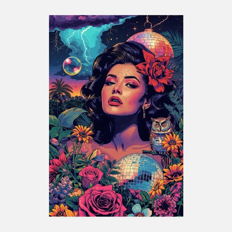 Neon-Blumensirene Poster 20x30 cm