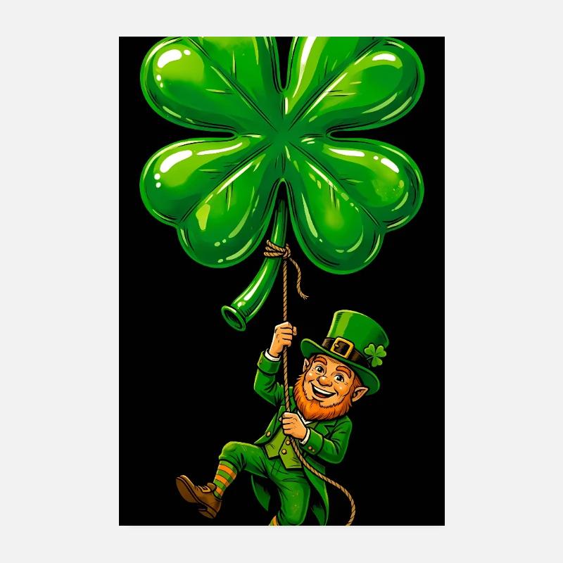 Leprechaun irlandais d’Irlande avec trèfle à quatre feuilles Poster 20 x 30 cm
