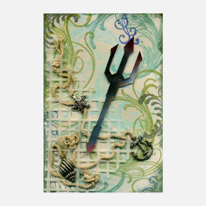Mythical Trident with Nautical Accents Poster 8" x 12" (20x30 cm)