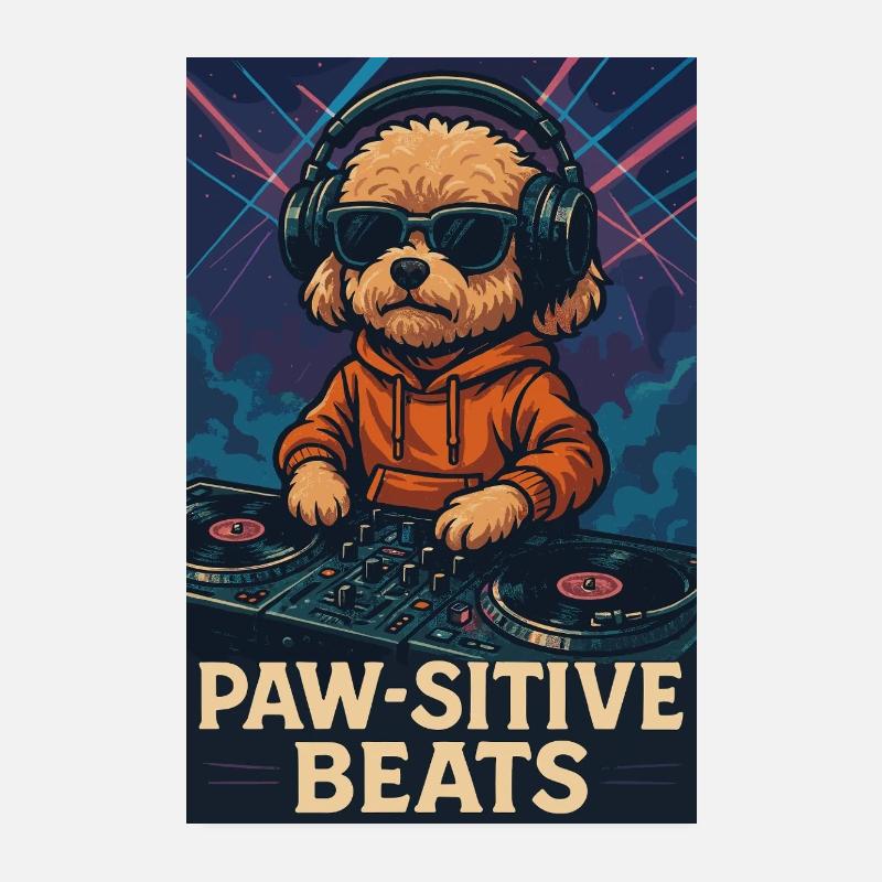 DJ Maltipoo – Beats paw-sitive dans la boîte de nuit Poster 20 x 30 cm