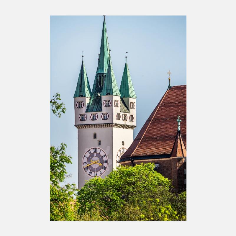 Straubing Stadtturm - Poster 20x30 cm - Weiß