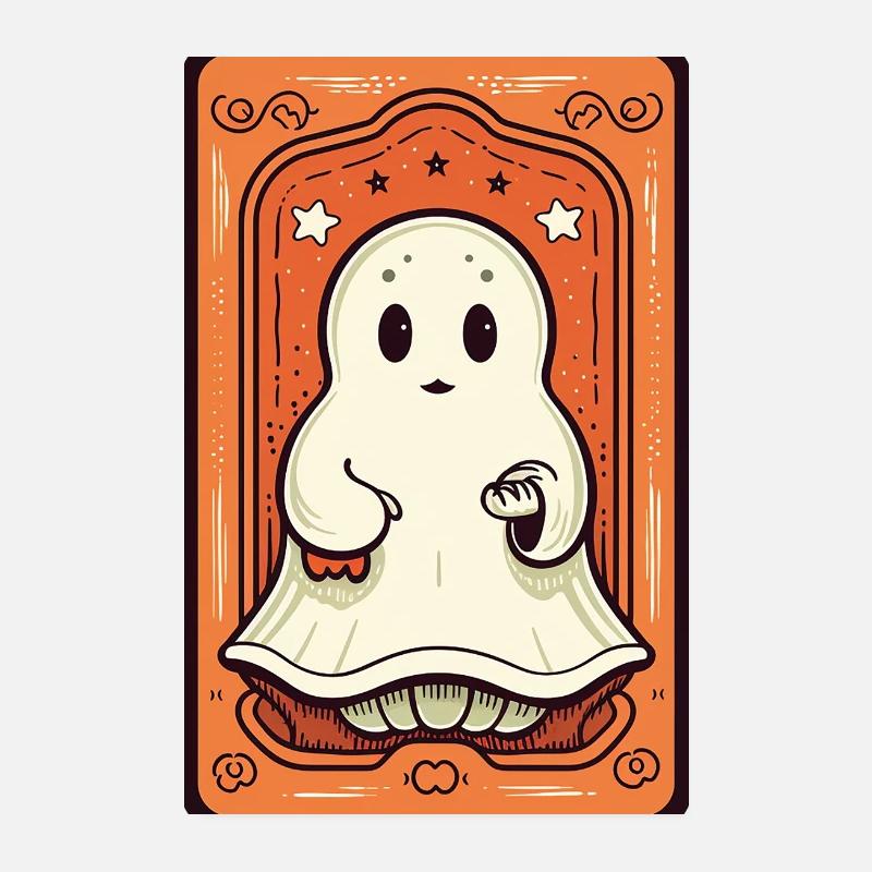 Orange Ghost Tarot Card Poster 8" x 12" (20x30 cm)
