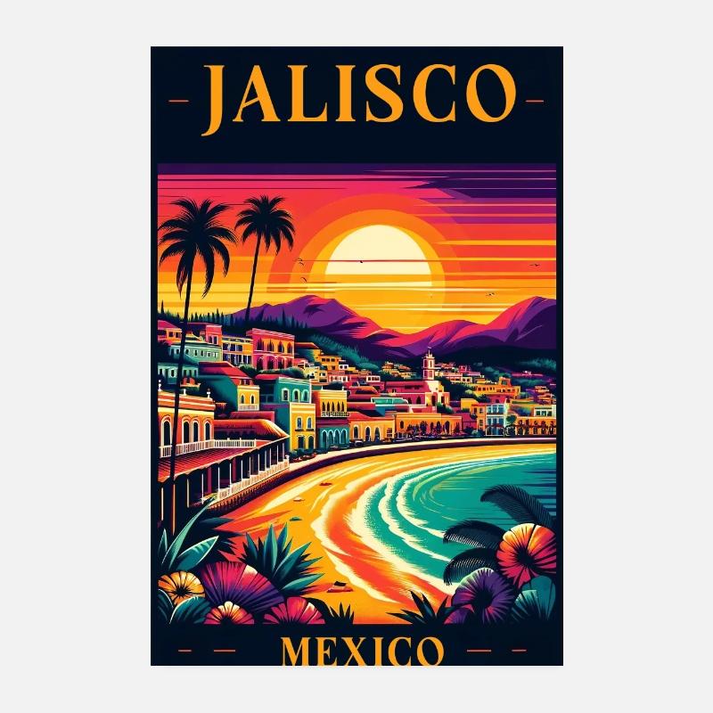 Design de coucher de soleil à Jalisco, au Mexique Poster 20 x 30 cm
