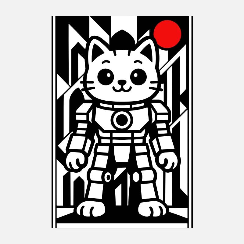 Un robot chat dans l'espace avec la planète rouge Poster 20 x 30 cm
