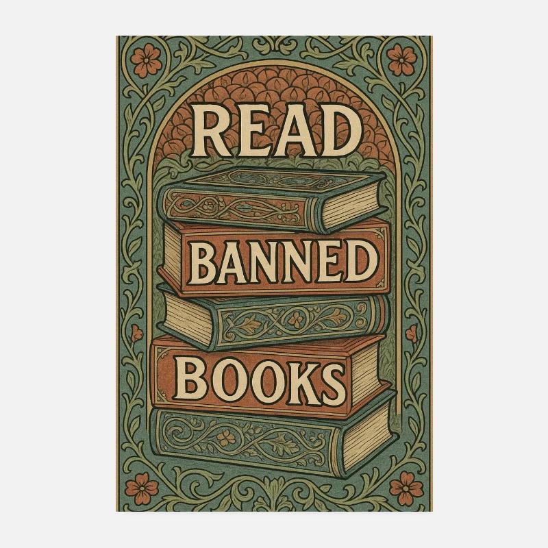 Lesen Sie verbotene Bücher Vintage Stack Poster 20x30 cm