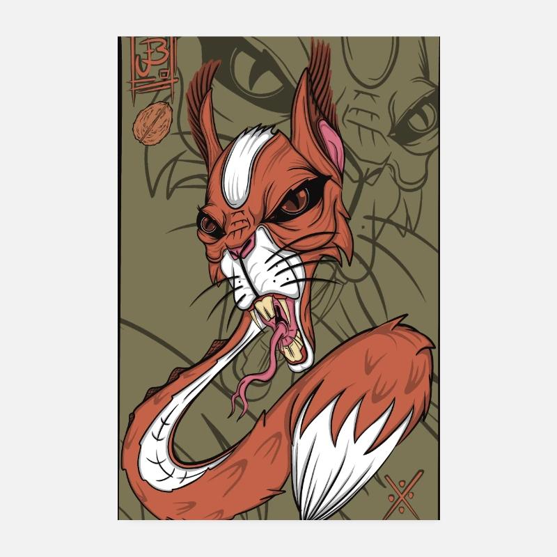Écureuil serpent renard Poster 20 x 30 cm