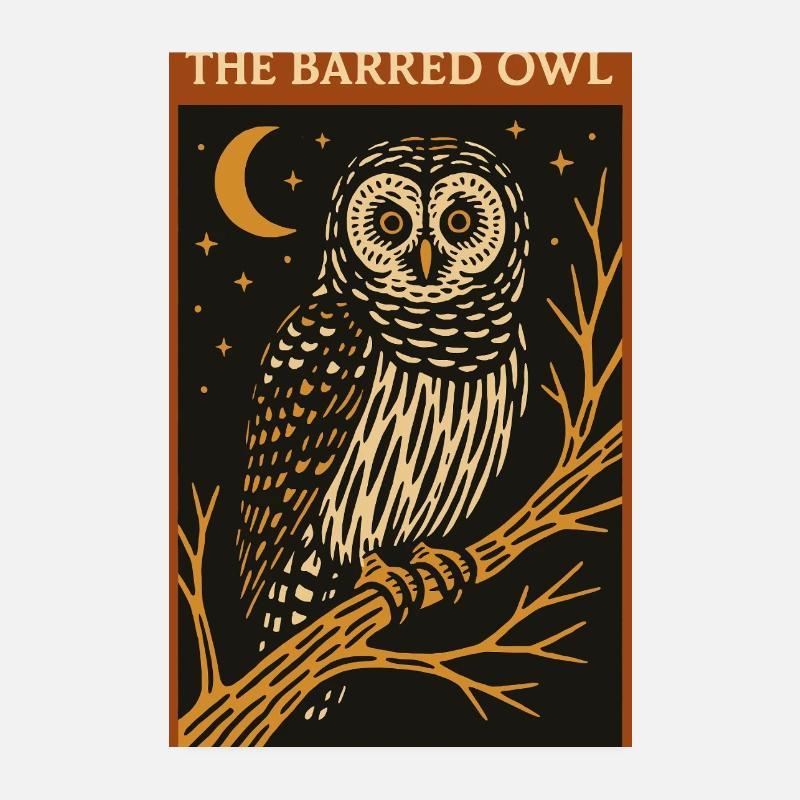 Illustration de chouette rayée nocturne Poster 20 x 30 cm
