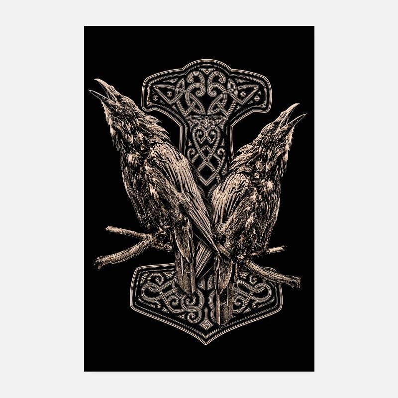HUGIN UND MUNIN UND EIN THORHAMMER Poster 20x30 cm