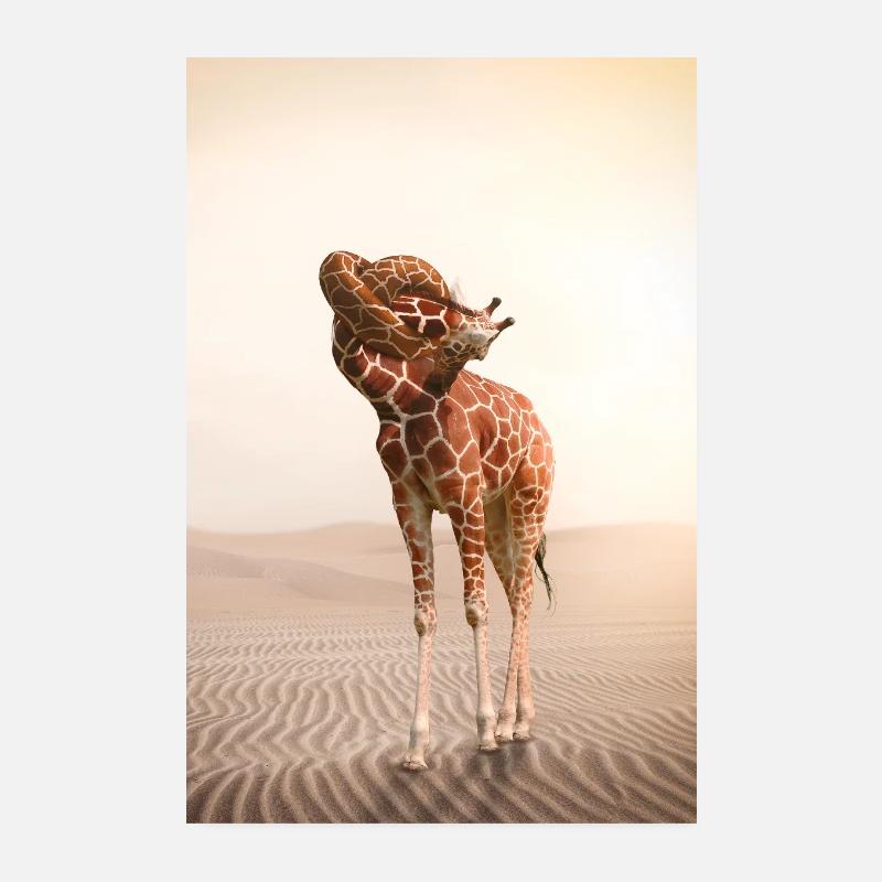 Giraffe mit einem Knoten im Hals Poster 20x30 cm