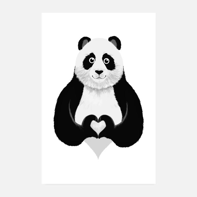 Panda Heart Hand Love Poster 8" x 12" (20x30 cm)