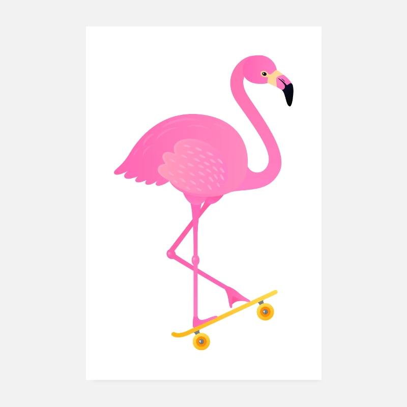 Flamingo Skateboard Poster 20x30 cm