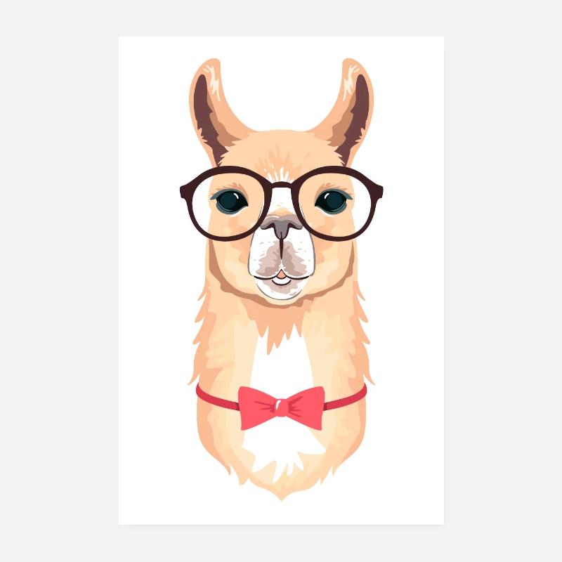 Alpaga Hipster Illustration vectorielle Poster 20 x 30 cm