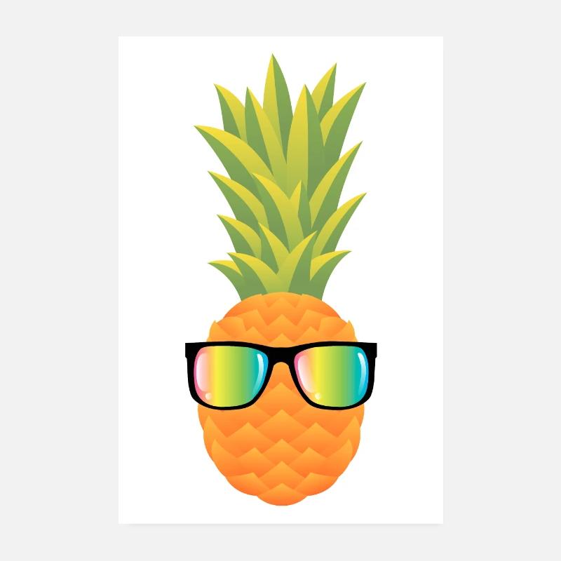 Pineapple With Rainbow Sunglasses Poster 8" x 12" (20x30 cm)