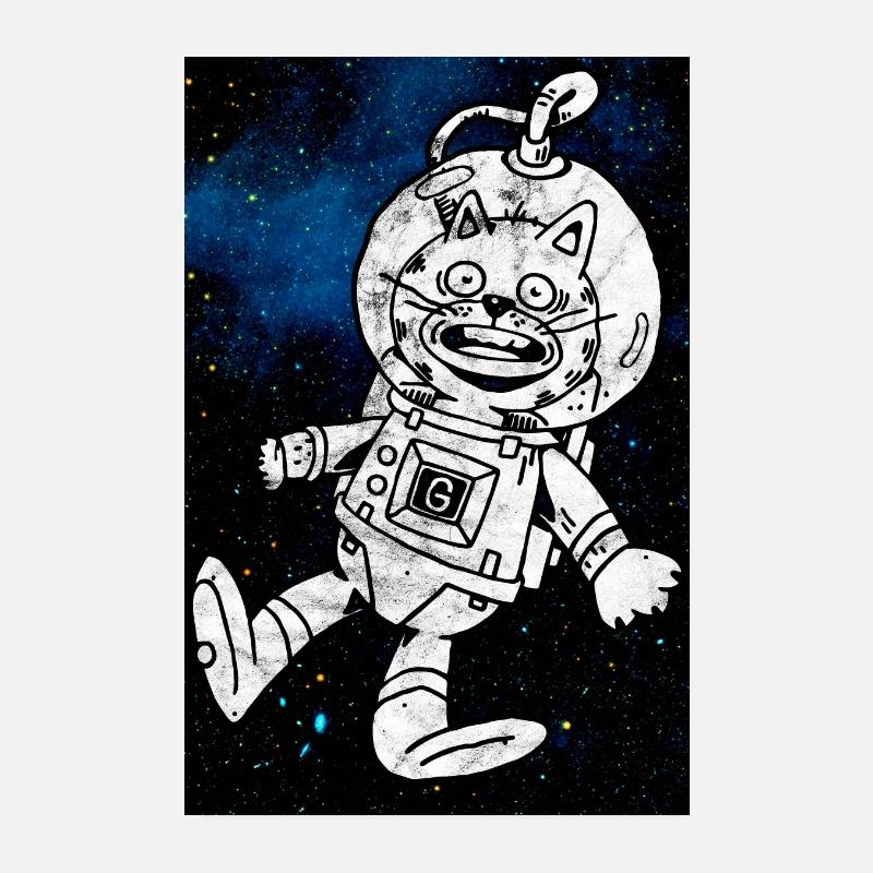 Space cat funny poster Astronaut Poster 8" x 12" (20x30 cm)