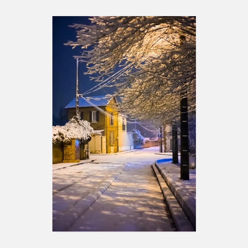 Neige nocturne - Poster 20 x 30 cm - blanc