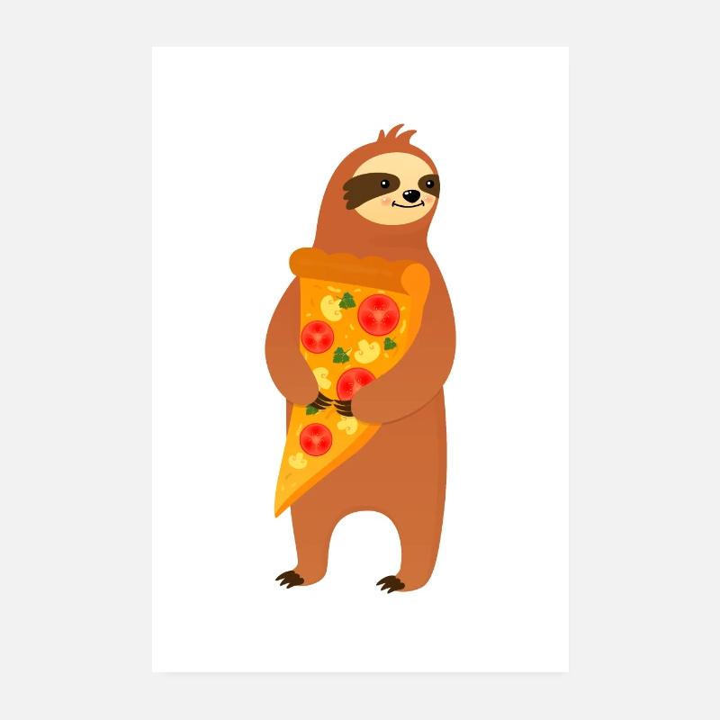 Sloth With Pizza Poster 8" x 12" (20x30 cm)