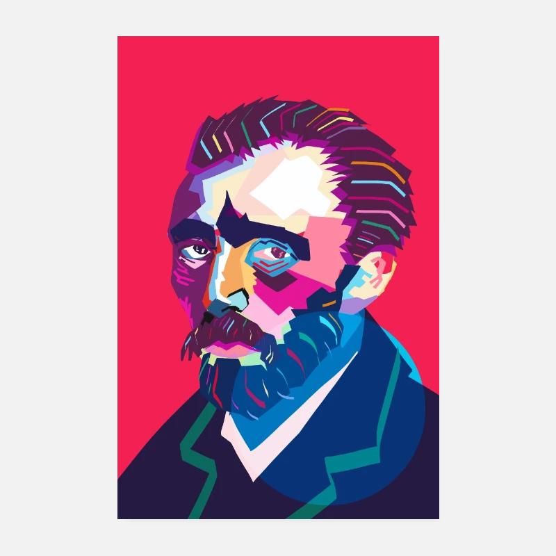 Wpap Van Gogh Coloré - Poster 20 x 30 cm - blanc