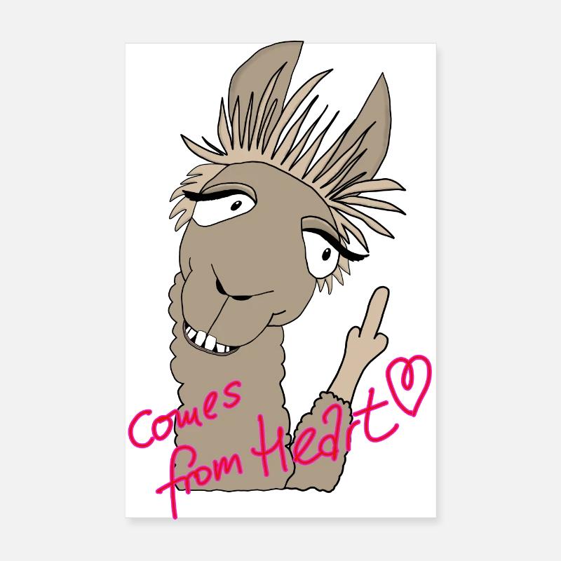 Provient de Heart Lama Llama Camel Poster 20 x 30 cm