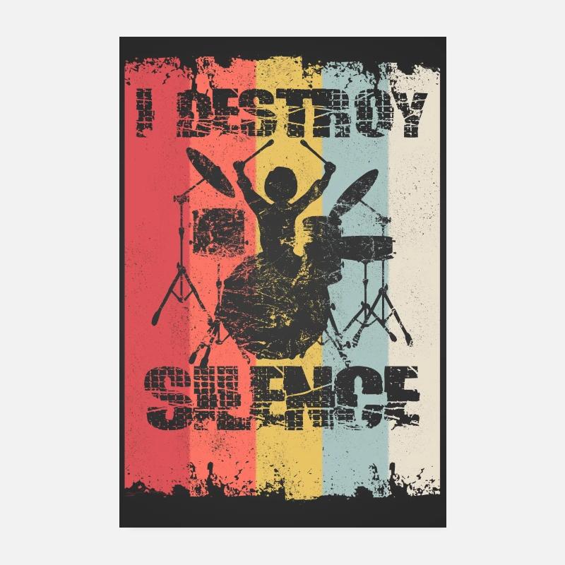 Je détruis le silence - Affiche du batteur Poster 20 x 30 cm