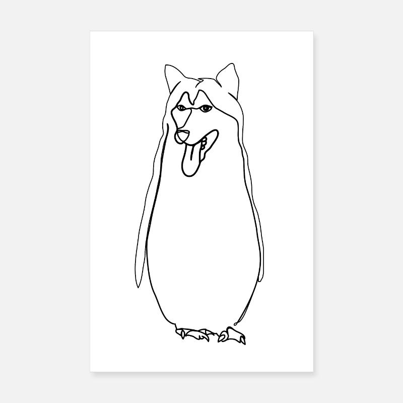 Pingouin Husky Poster 20 x 30 cm