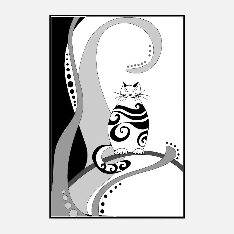 chat - Poster 20 x 30 cm - blanc