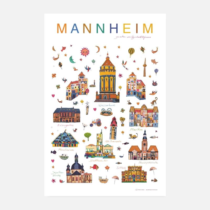 Mannheim - Poster 20x30 cm - Weiß