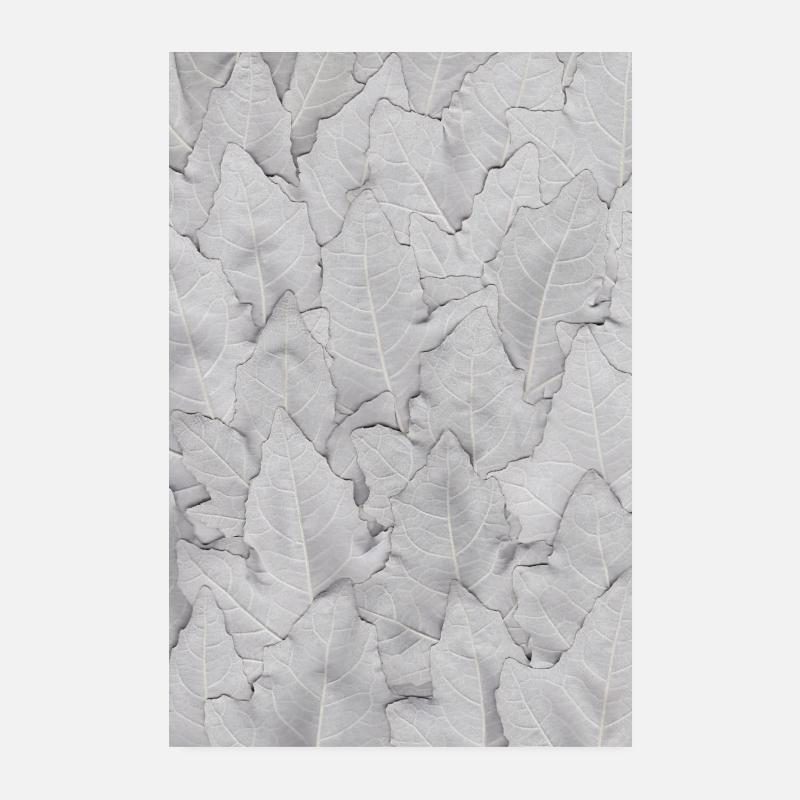 Leaf art white, silver Poster 8" x 12" (20x30 cm)