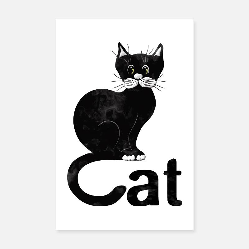 Chat noir heureusement Poster 20 x 30 cm