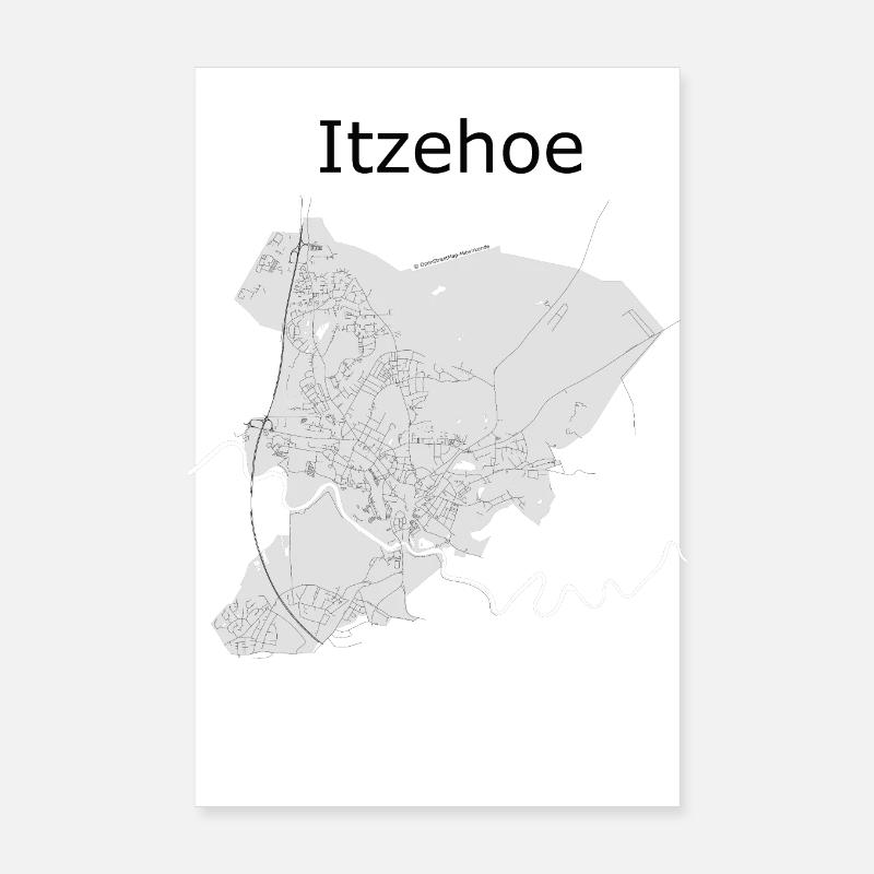 stylized street map Itzehoe Poster 8" x 12" (20x30 cm)