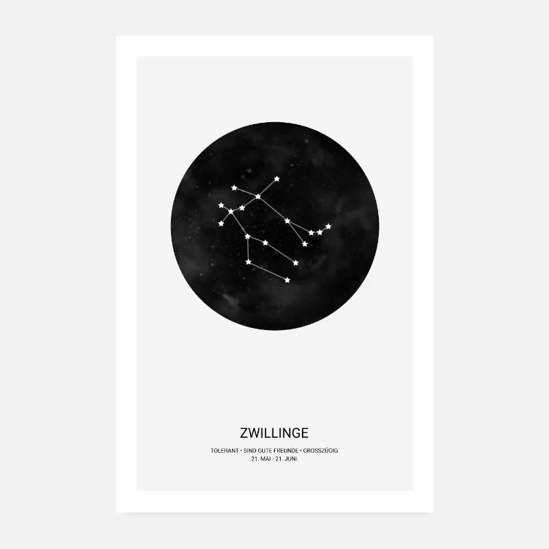 Sternzeichen Zwillinge Tierkreiszeichen Plakat Poster 20x30 cm
