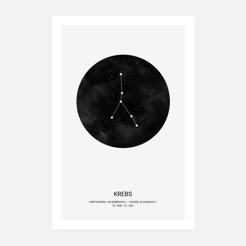 Sternzeichen Krebs Tierkreiszeichen Plakat - Poster 20x30 cm - Weiß