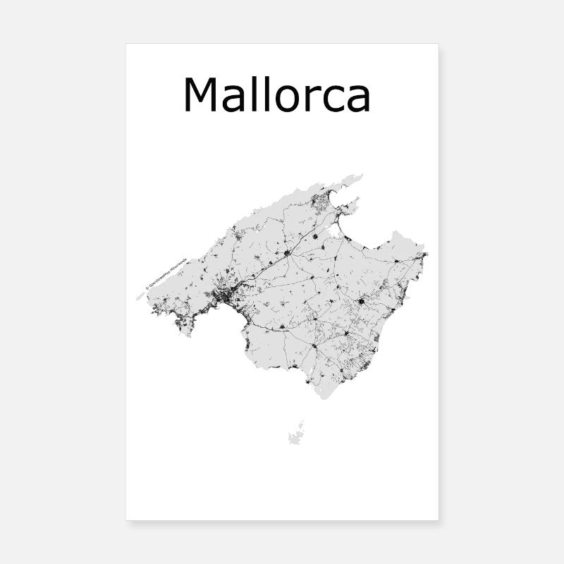 stylized street map Mallorca Poster 8" x 12" (20x30 cm)