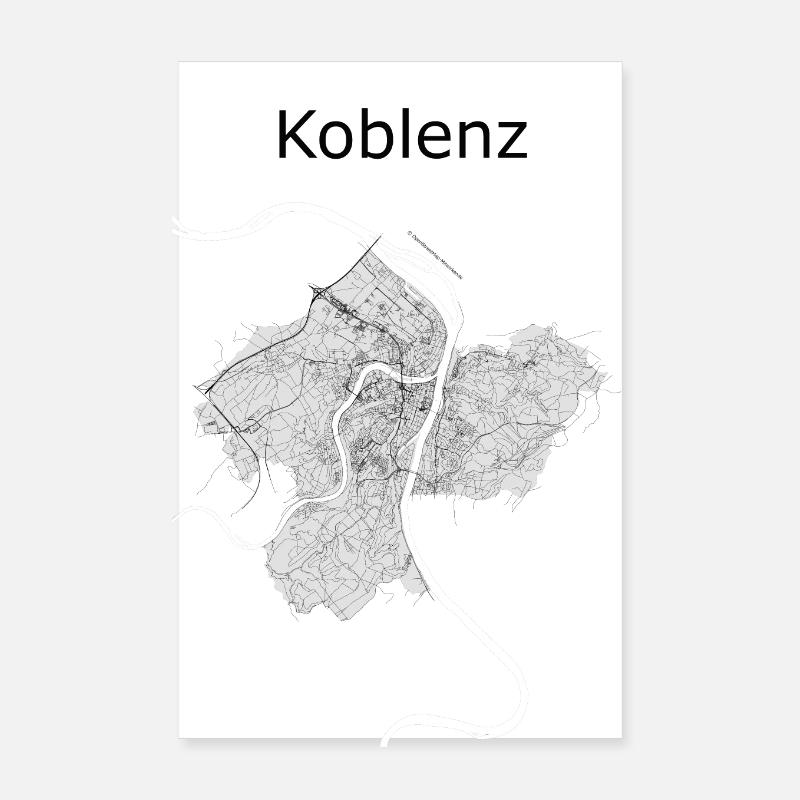 stylized street map Koblenz Poster 8" x 12" (20x30 cm)