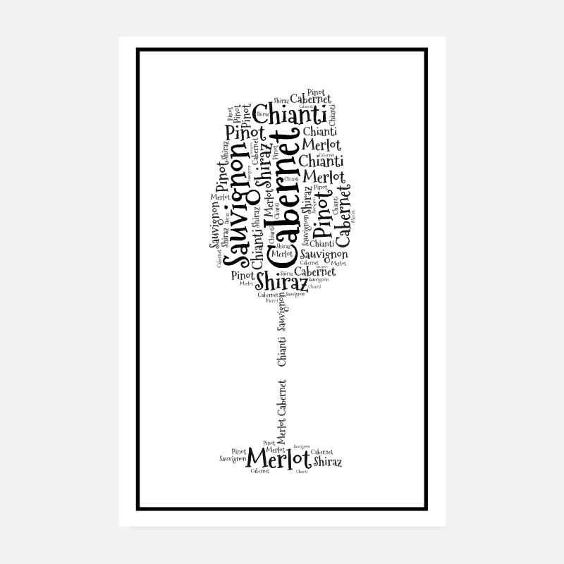 Wine Weinglass Poster Word Cloud Poster 8" x 12" (20x30 cm)