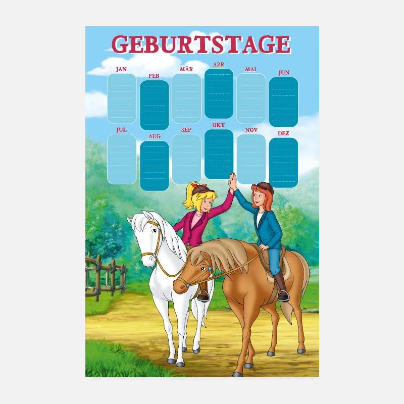 Bibi und Tina Freundschaft Geburtstagskalender - Poster 20x30 cm - Weiß