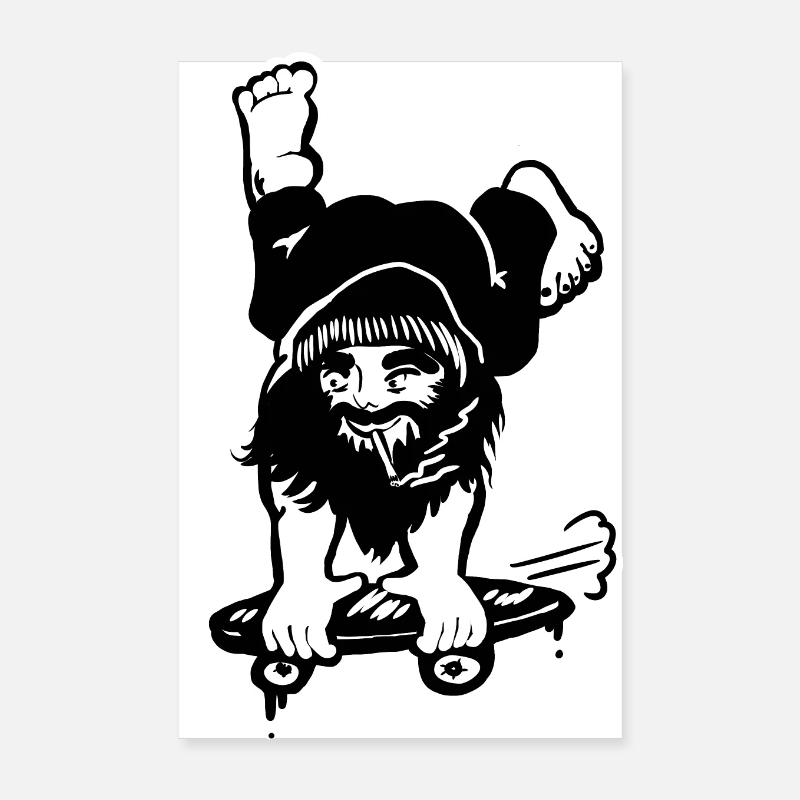Skatender Zwerg Poster 20x30 cm