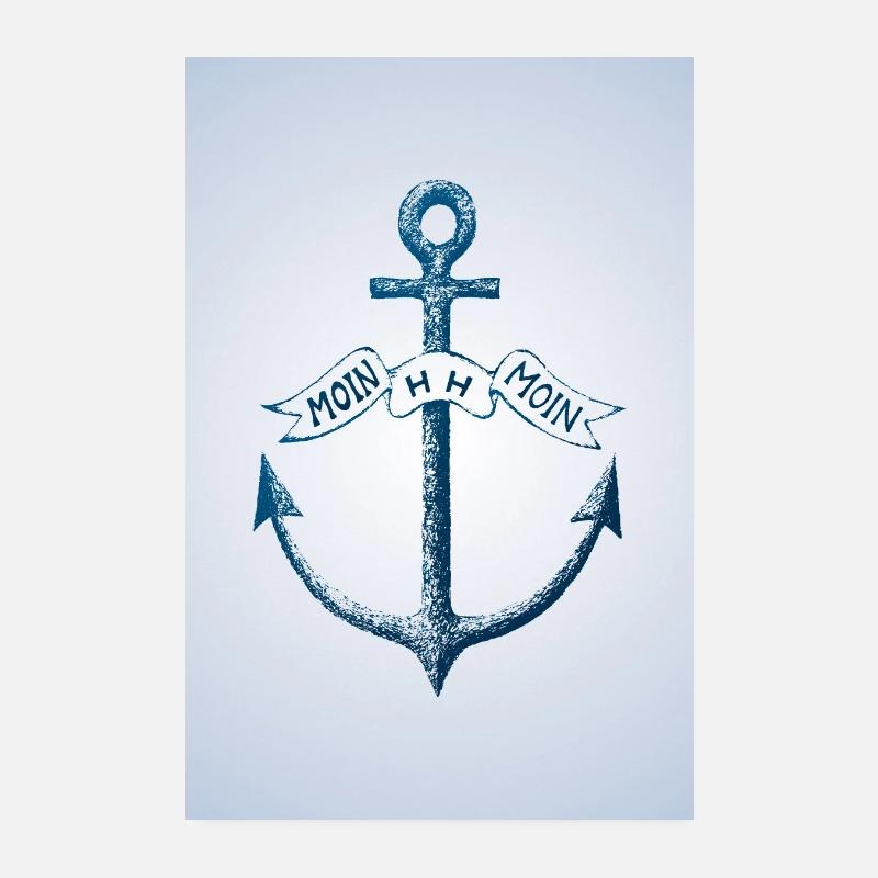 Moin Moin anker - Poster 20x30 cm - hvit