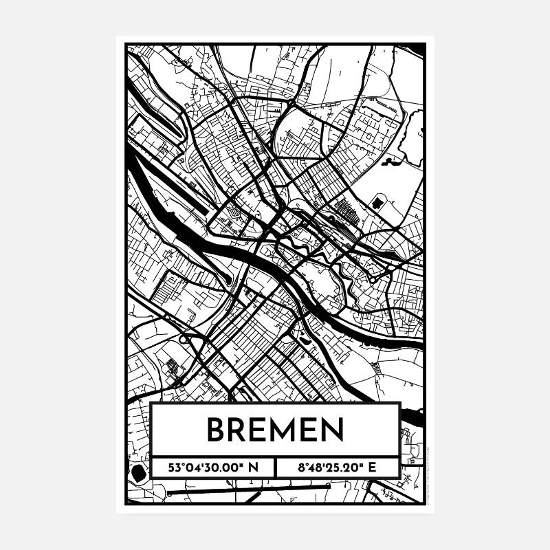 Bremen – Stadtplan Poster City Map (Retro) Poster 20x30 cm