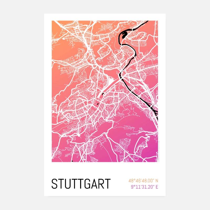Stuttgart – Stadtplan Poster City Map (Gradient) Poster 20x30 cm