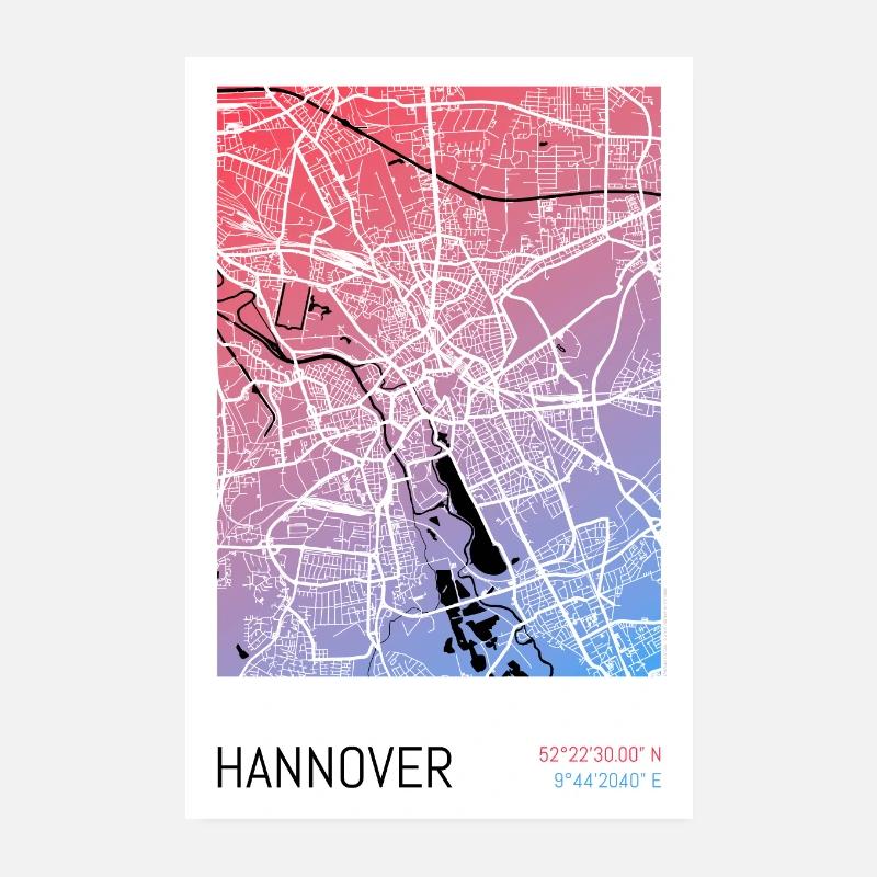 Hannover – Stadtplan Poster City Map (Gradient) Poster 20x30 cm
