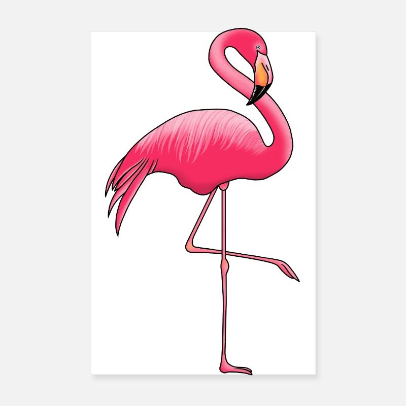 Flamingo Poster - Poster 20x30 cm - Weiß