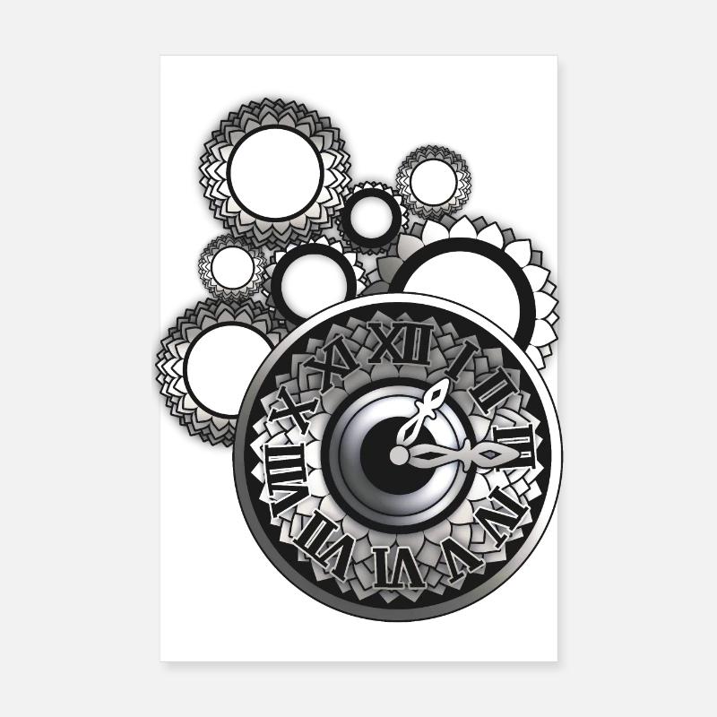Horloge argent - Poster 20 x 30 cm - blanc